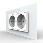 Priza dubla Livolo cu rama din sticla 4M, standard Italian, Serie noua, alb, VL-C9-2C1EU-11 - imagine 2