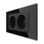 Priza dubla Livolo cu rama din sticla 4M, standard Italian, Serie noua, negru, VL-C9-2C1EU-12 - imagine 2