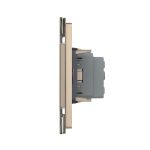Priza simpla cu blank Livolo cu rama din sticla 3M, standard Italian, Serie noua, auriu, VL-C9-C1EU-13 - imagine 2