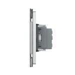 Priza simpla cu blank Livolo cu rama din sticla 3M, standard Italian, Serie noua, gri, VL-C9-C1EU-15 - imagine 2