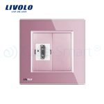 Priza simpla HDMI Livolo cu rama din sticla, roz, VL-C791HD-17 - imagine 2