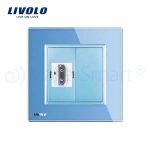 Priza simpla HDMI Livolo cu rama din sticla, albastru, VL-C791HD-19 - imagine 2