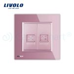 Priza dubla Telefon + Priza internet Livolo cu rama din sticla, roz, VL-C791TC-17 - imagine 2