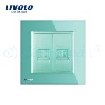 Priza dubla Telefon + Priza internet Livolo cu rama din sticla, verde, VL-C791TC-18 - imagine 2