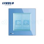 Priza dubla Telefon + Priza internet Livolo cu rama din sticla, albastru, VL-C791TC-19 - imagine 2