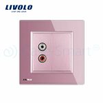 Priza simpla audio Livolo cu rama din sticla, roz, VL-C791AD-17 - imagine 2