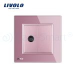 Priza simpla TV Livolo cu rama din sticla, roz, VL-C791V-17 - imagine 2