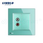 Priza simpla audio Livolo cu rama din sticla, verde, VL-C791AD-18 - imagine 2