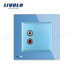 Priza simpla audio Livolo cu rama din sticla, albastru, VL-C791AD-19 - imagine 2