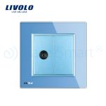 Priza simpla TV Livolo cu rama din sticla, albastru, VL-C791V-19 - imagine 2