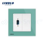 Priza cu mufa VGA tata 15 pini Livolo cu rama din sticla, verde, VL-C791VG2-18 - imagine 2