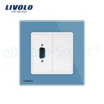 Priza cu mufa VGA tata 15 pini Livolo cu rama din sticla, albastru, VL-C791VG2-19 - imagine 2
