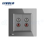 Priza dubla audio Livolo cu rama din sticla, gri, VL-C792AD-15 - imagine 2