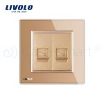 Priza dubla internet Livolo cu rama din sticla, auriu, VL-C792C-13 - imagine 2