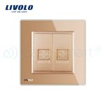 Priza dubla Telefon Livolo cu rama din sticla, auriu, VL-C792T-13 - imagine 2