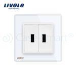 Priza dubla USB Livolo cu rama din sticla, alb, VL-C792USB-11 - imagine 2