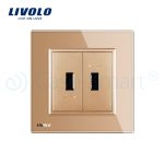 Priza dubla USB Livolo cu rama din sticla, auriu, VL-C792USB-13 - imagine 2
