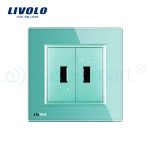 Priza dubla USB Livolo cu rama din sticla, verde, VL-C792USB-18 - imagine 2