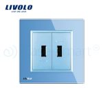 Priza dubla USB Livolo cu rama din sticla, albastru, VL-C792USB-19 - imagine 2