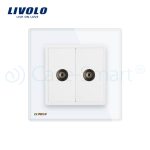Priza dubla TV Livolo cu rama din sticla, alb, VL-C792V-11 - imagine 2