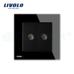 Priza dubla TV Livolo cu rama din sticla, negru, VL-C792V-12 - imagine 2