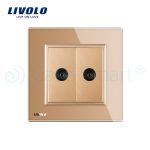 Priza dubla TV Livolo cu rama din sticla, auriu, VL-C792V-13 - imagine 2