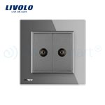 Priza dubla TV Livolo cu rama din sticla, gri, VL-C792V-15 - imagine 2