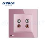 Priza dubla audio Livolo cu rama din sticla, roz, VL-C792AD-17 - imagine 2