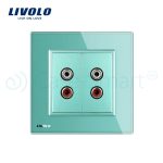 Priza dubla audio Livolo cu rama din sticla, verde, VL-C792AD-18 - imagine 2