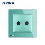 Priza dubla TV Livolo cu rama din sticla, verde, VL-C792V-18 - imagine 2