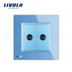 Priza dubla TV Livolo cu rama din sticla, albastru, VL-C792V-19 - imagine 2