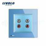 Priza dubla audio Livolo cu rama din sticla, albastru, VL-C792AD-19 - imagine 2