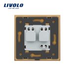 Priza simpla Livolo cu rama din sticla si capac de protectie rezistent la apa, auriu, VL-C7C1EUWF-13 - imagine 2