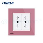 Priza dubla module inguste Livolo cu rama din sticla - standard german, roz, VL-C9-C2IT-17 - imagine 2