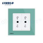 Priza dubla module inguste Livolo cu rama din sticla - standard german, verde, VL-C9-C2IT-18 - imagine 2