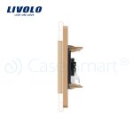 Priza redare sunet LIVOLO cu rama din sticla, auriu, C7-91A-13 - imagine 3
