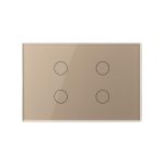 Intrerupator cvadruplu cap scara / cap cruce cu touch Livolo din sticla, standard Italian, protocol ZigBee - Serie noua, auriu, VL-FC4SZ-3G-13 - imagine 3