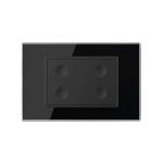 Intrerupator cvadruplu cap scara / cap cruce cu touch Livolo cu rama din sticla, standard Italian - Serie noua, negru, VL-FC4S-3BP-12 - imagine 3