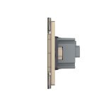 Priza dubla Livolo cu rama din sticla 4M, standard Italian, Serie noua, auriu, VL-C9-2C1EU-13 - imagine 3