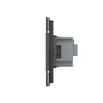 Priza dubla Livolo cu rama din sticla 4M, standard Italian, Serie noua, negru, VL-C9-2C1EU-12 - imagine 3