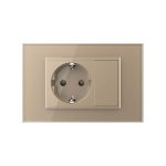 Priza simpla cu blank Livolo cu rama din sticla 3M, standard Italian, Serie noua, auriu, VL-C9-C1EU-13 - imagine 3