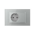 Priza simpla cu blank Livolo cu rama din sticla 3M, standard Italian, Serie noua, gri, VL-C9-C1EU-15 - imagine 3