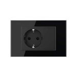 Priza simpla cu blank Livolo cu rama din sticla 3M, standard Italian, Serie noua, negru, VL-C9-C1EU-12 - imagine 3