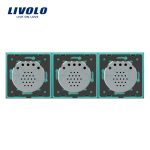 Intrerupator triplu cu touch Livolo din sticla, verde, VL-C701/C701/C701-18 - imagine 3
