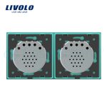 Intrerupator dublu + dublu cu touch Livolo din sticla, verde, VL-C702/C702-18 - imagine 3