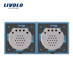 Intrerupator dublu + dublu cu touch Livolo din sticla, albastru, VL-C702/C702-19 - imagine 3
