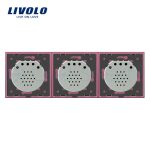 Intrerupator dublu+dublu+dublu cu touch Livolo din sticla, roz, VL-C702/C702/C702-17 - imagine 3