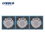 Intrerupator dublu+dublu+dublu cu touch Livolo din sticla, albastru, VL-C702/C702/C702-19 - imagine 3