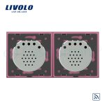 Intrerupator dublu + dublu cu touch Wireless Livolo din sticla, roz, VL-C702R/C702R-17 - imagine 3