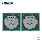Intrerupator dublu + dublu cu touch Wireless Livolo din sticla, verde, VL-C702R/C702R-18 - imagine 3